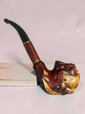 smokygrotto Dragon on the Rocks Carved Pear Wood Pipe with Ebonite Mouthpiece 7.5 inch