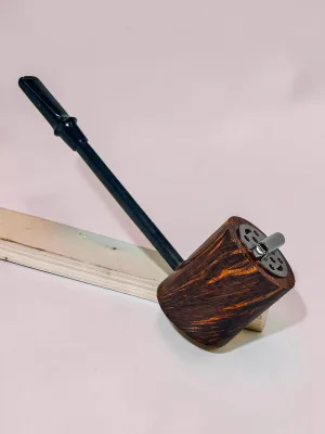 smokygrotto Briar Pipe #4 Smooth Marbled Bowl with Carbon Fiber Shank 5.25 inch