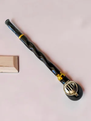 smokygrotto Fumus Rex Tobacco Pipe Pear Wood Hand-Carved Design 10 5/8 Inch