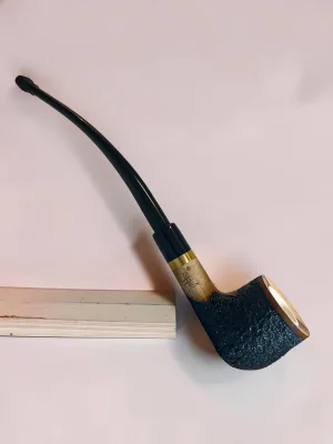 smokygrotto Olivewood Churchwarden Meerschaum Pipe - Rusticated Finish - 9 inch Length