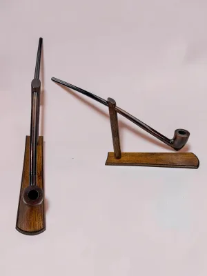 smokygrotto Churchwarden Pipe Set Pear Wood 14.37-inch Long Stem