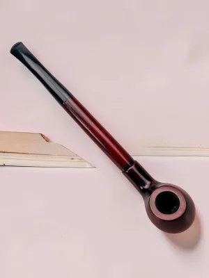 smokygrotto Semi Churchwarden Pipe, Hand Carved Briar Wood, 8.26 Inch Length