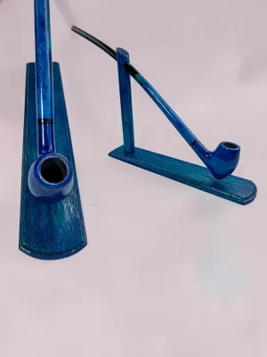 smokygrotto Ithryn Luin Pipe Blue Pearwood Tobacco Pipe with Display Stand